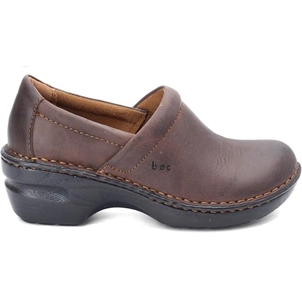 Born b.o.c. Concept Brown Leather Clogs Slip On Wedge Shoes Womens Size 11